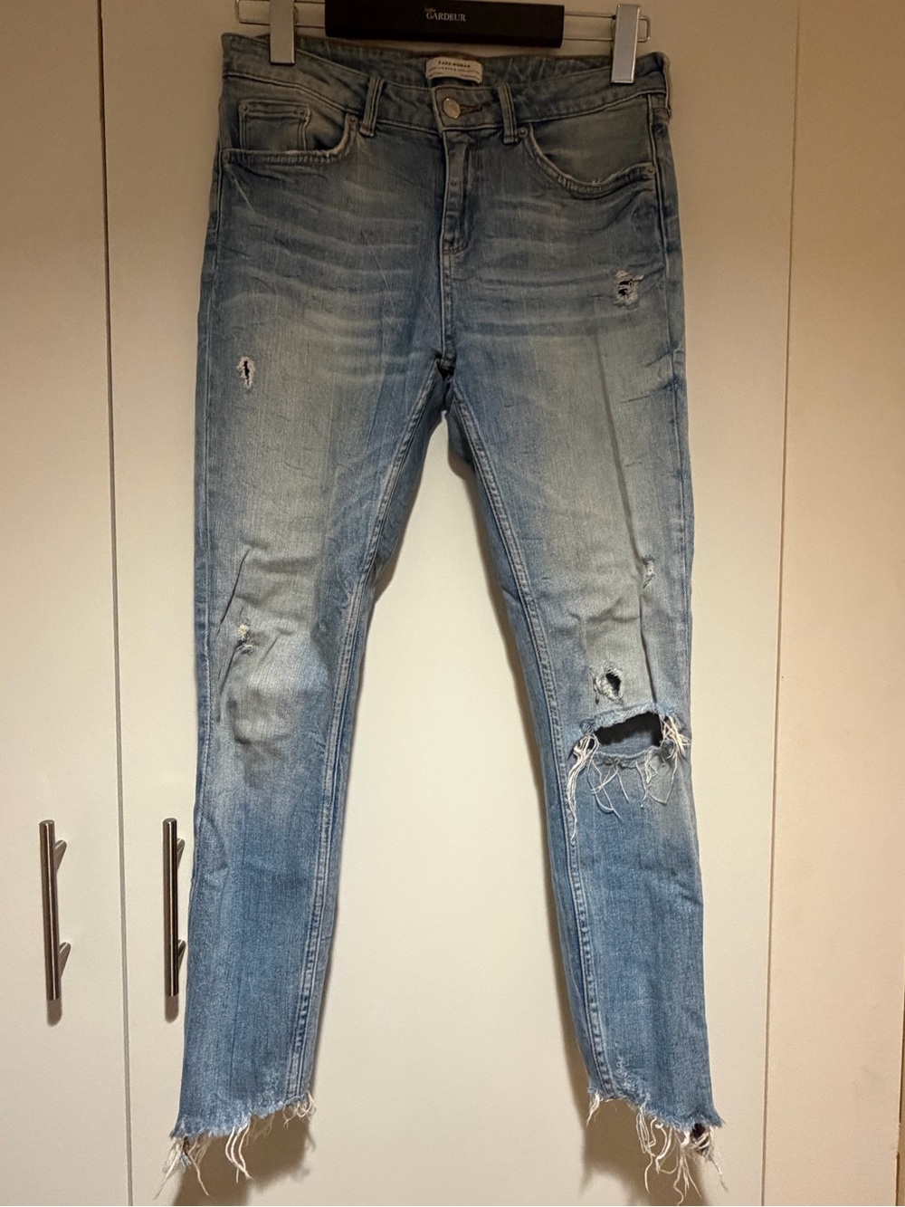 Zara Light Blue Distressed Skinny Jeans